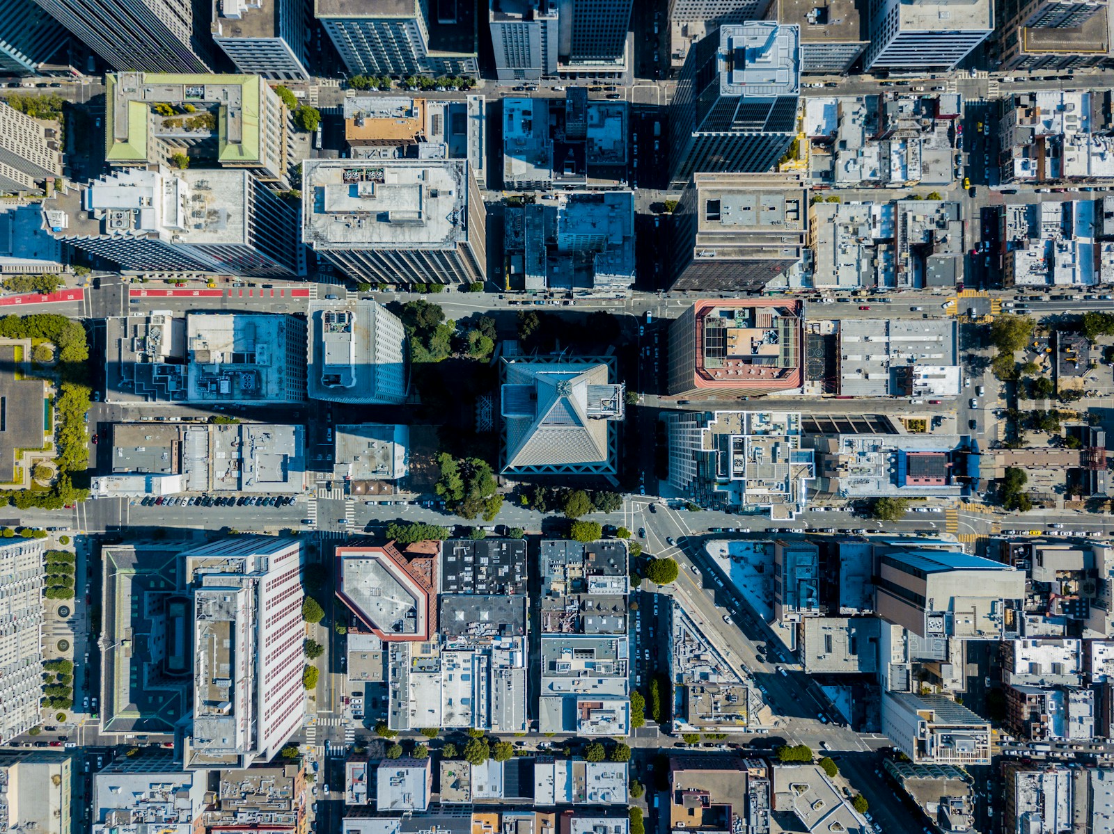 Aerial view of high-rise buildings in a Bolivian city